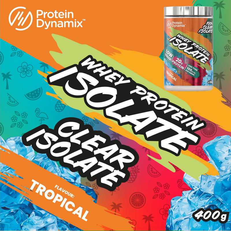 Protein Dynamix - Clear Whey Protein Isolate - Tropical Flavour - Low Sugar • Less Than 90 Calories per Serving • 400g