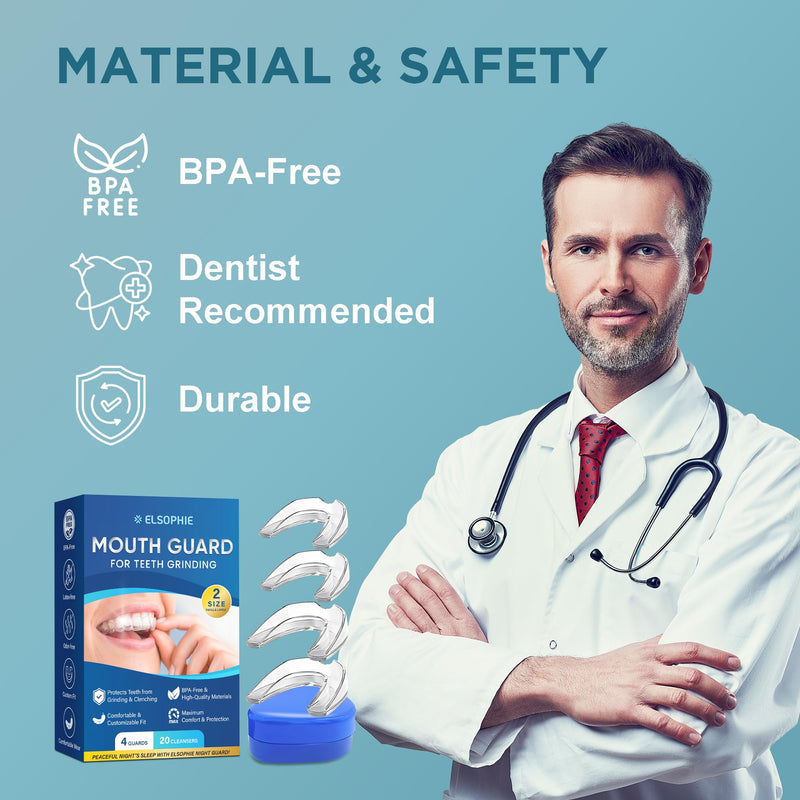 [Australia] - Mouth Guard for Grinding Teeth at Night: Night Guards for Teeth Clenching Custom Fit for Nighttime Protection - 4 Pack 20 Cleansing Tablets 