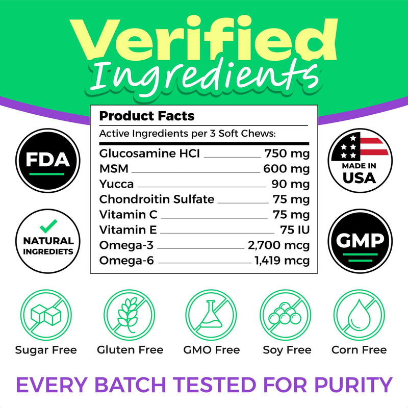 Pawfect Mobility Glucosamine Chews for Dogs - Hip & Joint Health Supplement Chews w/Omega-3, Chondroitin, MSM - Made in USA - Joint Pain Relief - Hip & Joint Care - 120ct 120 Glucosamine Treats - PawsPlanet Australia