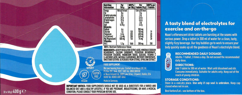 NUUN Sport Electrolytes Hydration Tablets - 4 Tubes of Electrolyte Tabs (40 Total Tablets) Bundled with A Pack of Elastic No-tie Reflective Shoe Laces (Tri-Berry) Tri-Berry