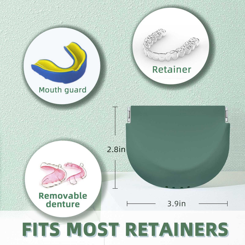 [Australia] - Silicone Retainer Case Soft Upgraded Cute Aligner Slim Partial Denture Container Holder Night Guard Braces with Lanyard for Girl Women Men Travel (Military Green) Military Green 