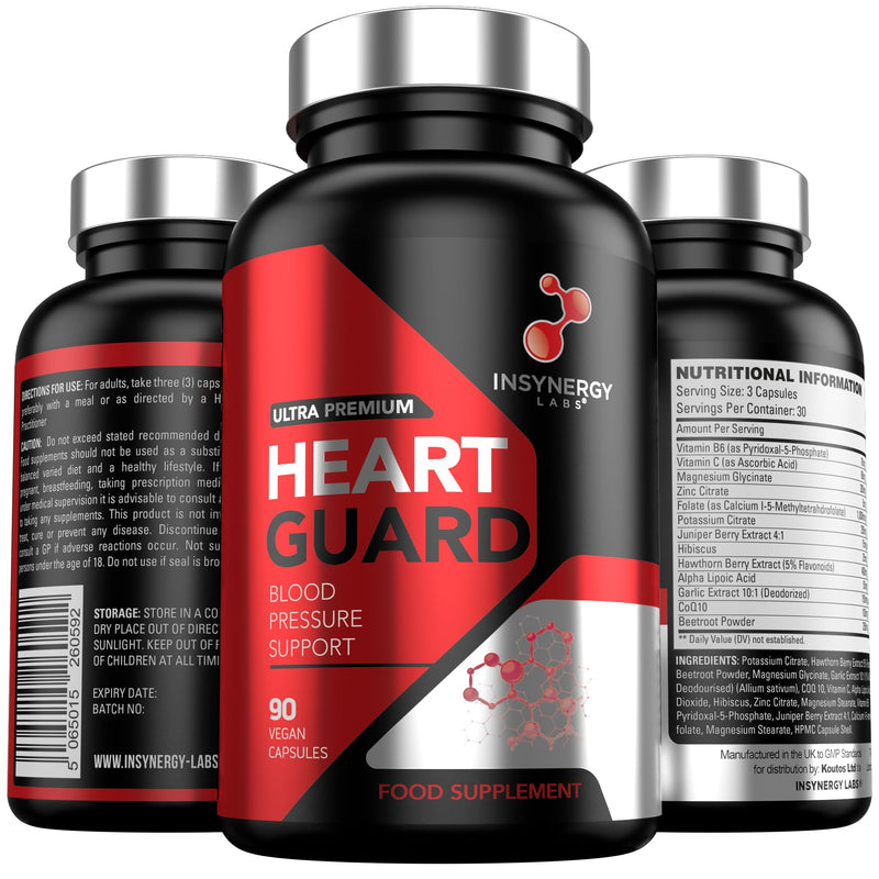 Heart Guard - Premium Blood Pressure Supplement (Maximum Dosage in UK) 13 Ingredients Blood Pressure Tablets 90 Vegan Capsules Heart Health Blood Pressure Support