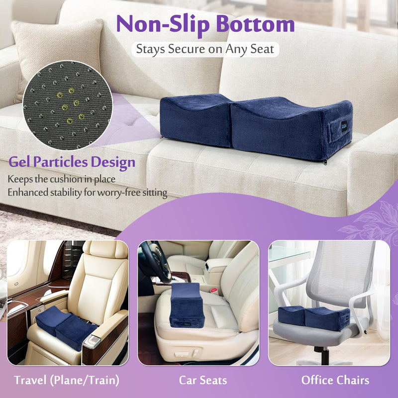 [Australia] - AOSSA Brazilian Butt Lift Pillow, BBL Pillow After Surgery for Butt Sitting, BBL Supplies Post Surgery, Booty Pillow for Home, Office Chair, Driving Car – Butt Lift & Recovery Foam Support Cushion Blue 
