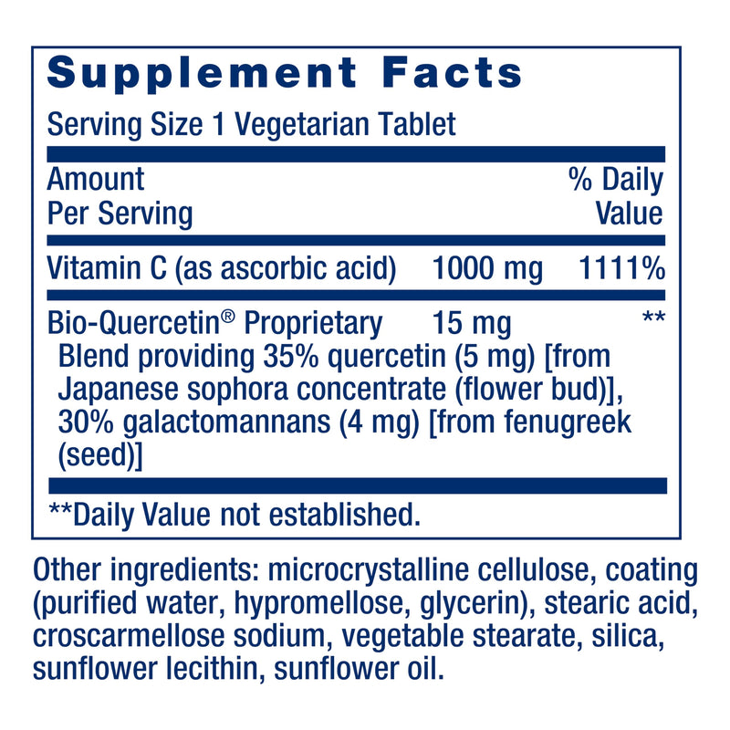 Life Extension Vitamin C and Bio-Quercetin®,Cardiovascular Health Supplement,Immune Support,Highly absorbable,quercetin,Vitamin C,Gluten Free,Non-GMO,Vegetarian,250 Tablets,(Pack of 2) 250 Count (Pack of 2)