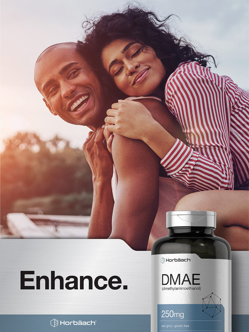 Horbaach DMAE Supplement 250mg | 200 Capsules | Non-GMO, Gluten Free | DMAE Bitartrate