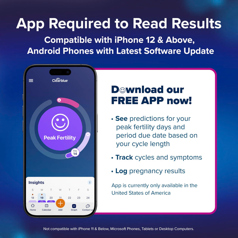 Clearblue Smart Ovulation Test - 50 Ovulation Tests. Identify & Track Your Fertile Days, Get Pregnant Faster, Accurate LH Test, Easy to Use at Home, Free Period Cycle Tracker App Required to use White