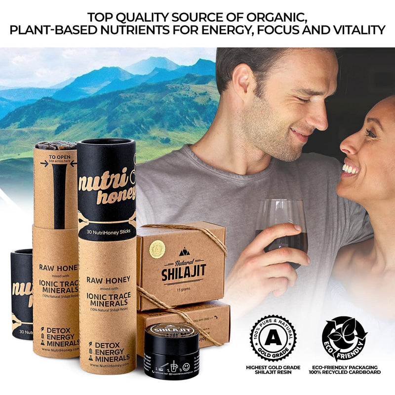 [Australia] - NATURAL SHILAJIT Resin - 20 Gram Shilajit Supplement with Fulvic Acid & Trace Minerals & Shilajit Honey Sticks 7 Count 