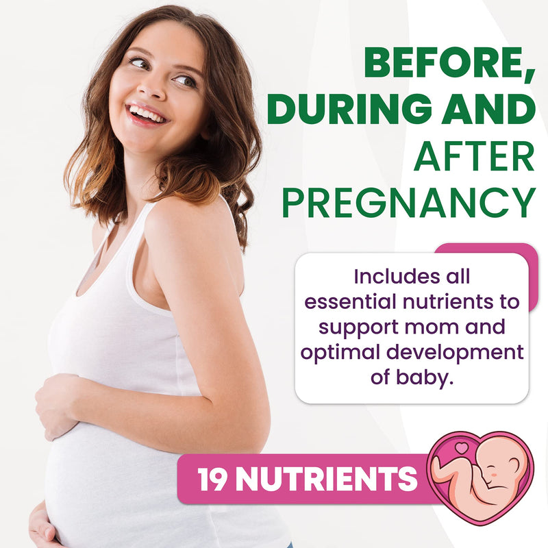 [Australia] - Prenatal Vitamins for Women - Multivitamin with DHA, Folic Acid, Vitamin C, B12, Iron & Omega-3 - Before, During & Post Pregnancy Supplement for Healthy Growth & Brain Development - 60 Softgels 60 Count (Pack of 1) 