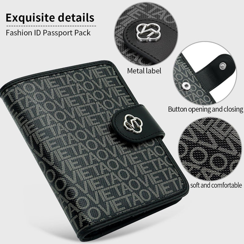 Passport Holder Wallet Bag with AirTag Holder, Card Slots and Passport Solt Ticket Cash Solt, Photo Solt Sim Card Pen Slot.Black Black