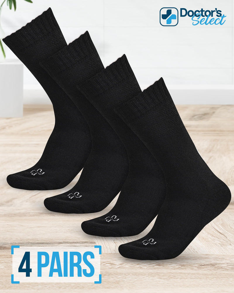 [Australia] - Doctor's Select Bamboo Viscose Diabetic Socks Women - 4 Pairs Crew Womens Diabetic Socks Size 6-9 Large 4 Pairs - Black 