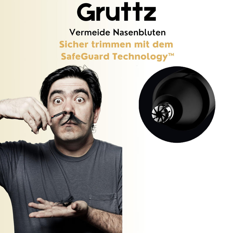 [Australia] - Gruttz Nose Hair Trimmer Men, Nose Hair Trimmer, Ear Hair Trimmer, Nose and Ear Hair Trimmer, Eyebrow Lip Hair Painless Epilator, IPX7 Washable Facial Hair Remover 