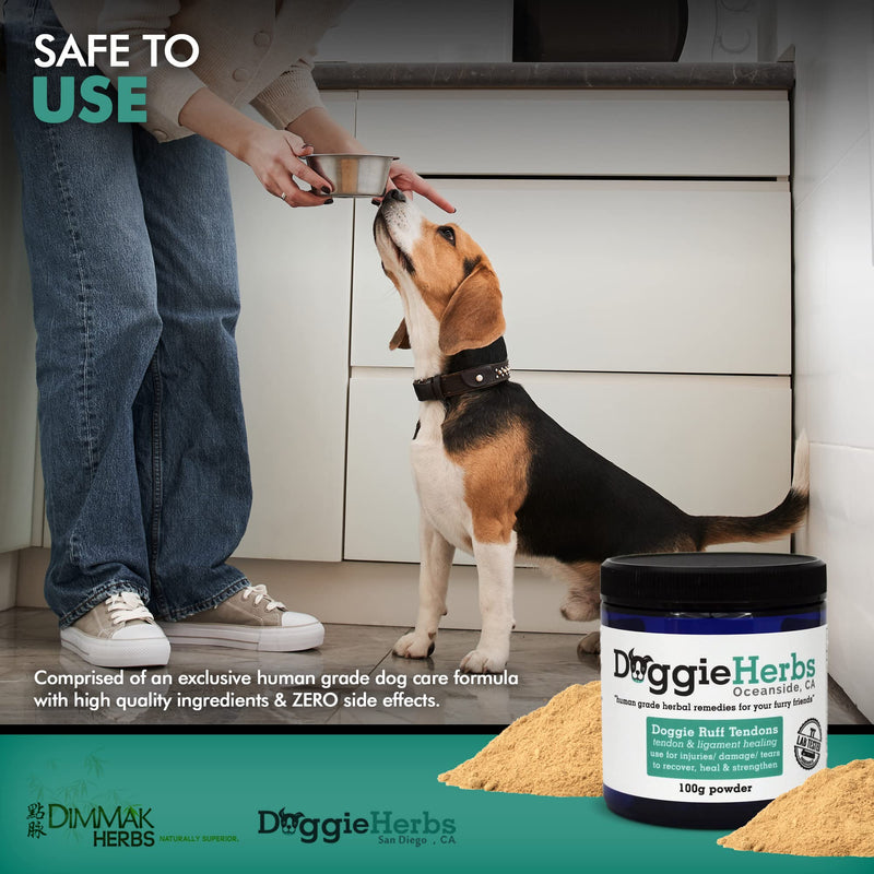 Dog Ligament and Tendon Healing - All Natural Human Grade Dog Tendon and Ligament Supplement – Powder Herbal Blend – 100g by Doggie Herbs - PawsPlanet Australia