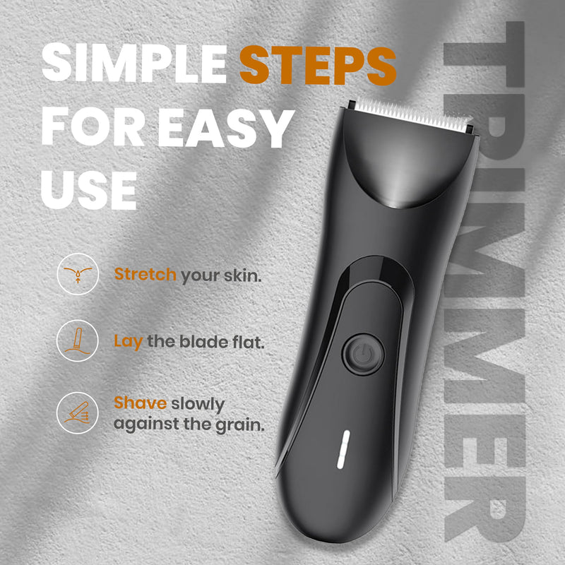 [Australia] - Next Gen Premium Body & Pubic Hair Trimmer – Waterproof Electric Ball Shaver & Groin Hair Clipper with Ceramic Blades – Rechargeable Wet/Dry Trimmer for Men & Women, Chest, Legs, Bikini 