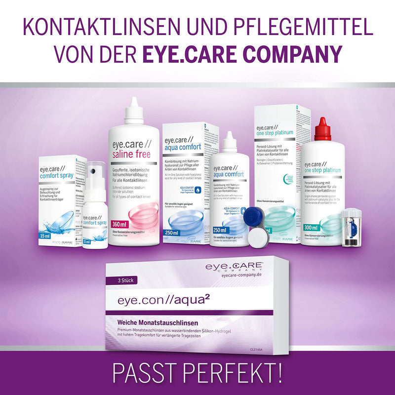 [Australia] - Eye.Con Aqua soft monthly lenses - with UV protection - box of 3 silicone hydrogel contact lenses with strength for sensitive eyes. Contact lenses with 55% water content BC 8.4mm, DIA 14.2mm, -2.50D -2.5 diopters 8.4 millimeters 14.20 millimeters 3.0 