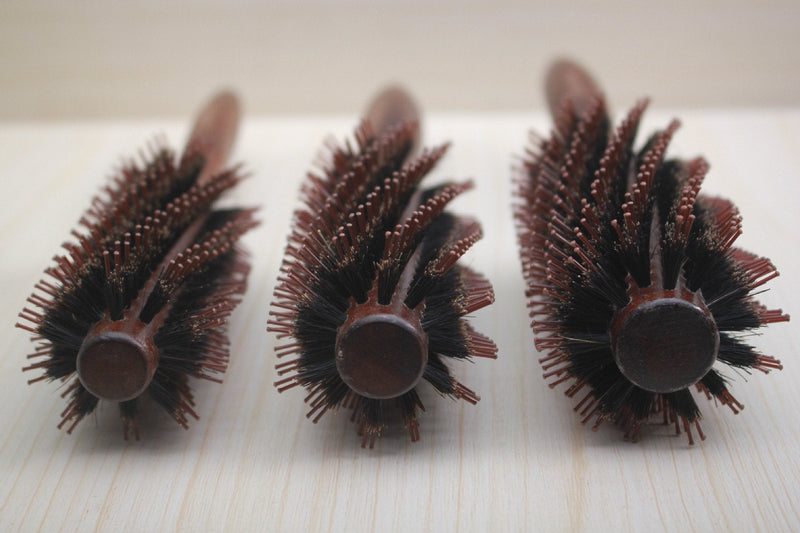 3-in-1 Premium Brush Set for Women & Men: Natural Boar Bristle Round Hair Brush, Nylon Pin Styling Brush, Wooden Comb for Drying, Curling, and Styling Hair