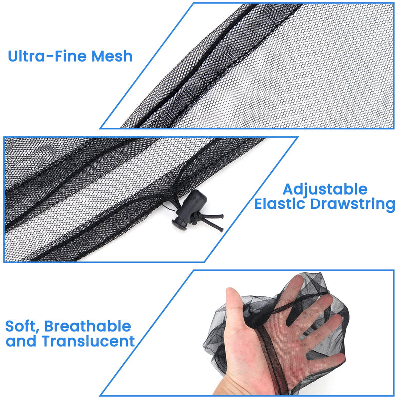 [Australia] - 2 Pack GuoluvSoo Mosquito Head Nets with Drawstring, Premium Bug Net for Head, Universal Fit for Hats, Breathable Mosquito Net Hat, Ideal for Outdoor Adventures: Hiking, Camping, Fishing, Gardening 