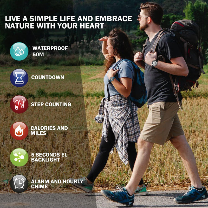 [Australia] - Sports Waterproof Pedometer Watch for Walking No Charging, No App Connection, with EL Backlight. Simple, Practical Choice for Mobile-Free Fitness Enthusiasts TIMEURE-2308 blue 