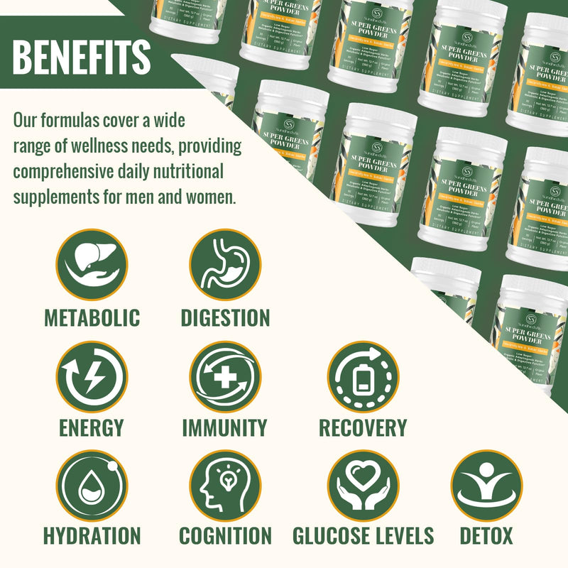 [Australia] - Super Greens Powder Superfood + Electrolytes & Tonic Herbs | Organic Greens, Shilajit, Adaptogens, Antioxidants, Preobiotic & Probiotic & Postbiotic| for Energy, Gut & Immune| Unflavored - 30 Servings 12.7 Ounce (Pack of 1) 