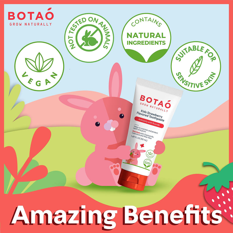 [Australia] - Kids Toothpaste | Natural Strawberry Flavored Anticavity Fluoride Toothpaste Maximum Cavity Protection| EWG Verified, Vegan, SLS Free, Safe to Swallow, Aloe Vera (3Pack) 1.7 Fl Oz (Pack of 3) 