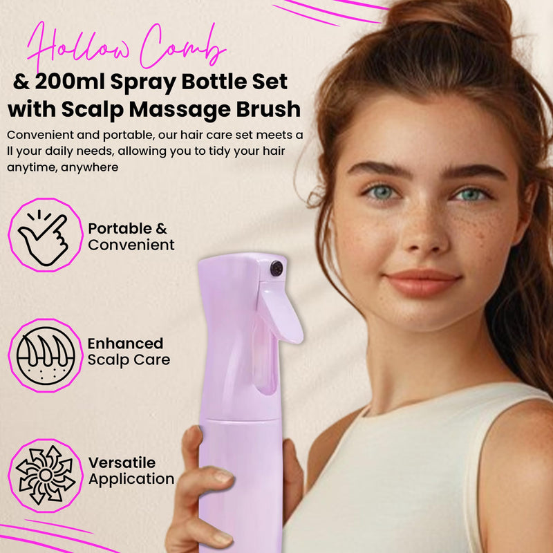 Detangling Hair Brush#ANIVERSARY PROMOTION# Hair Brush, Scalp Massager, Spray Bottle, Set Treatment Accessories Small Black