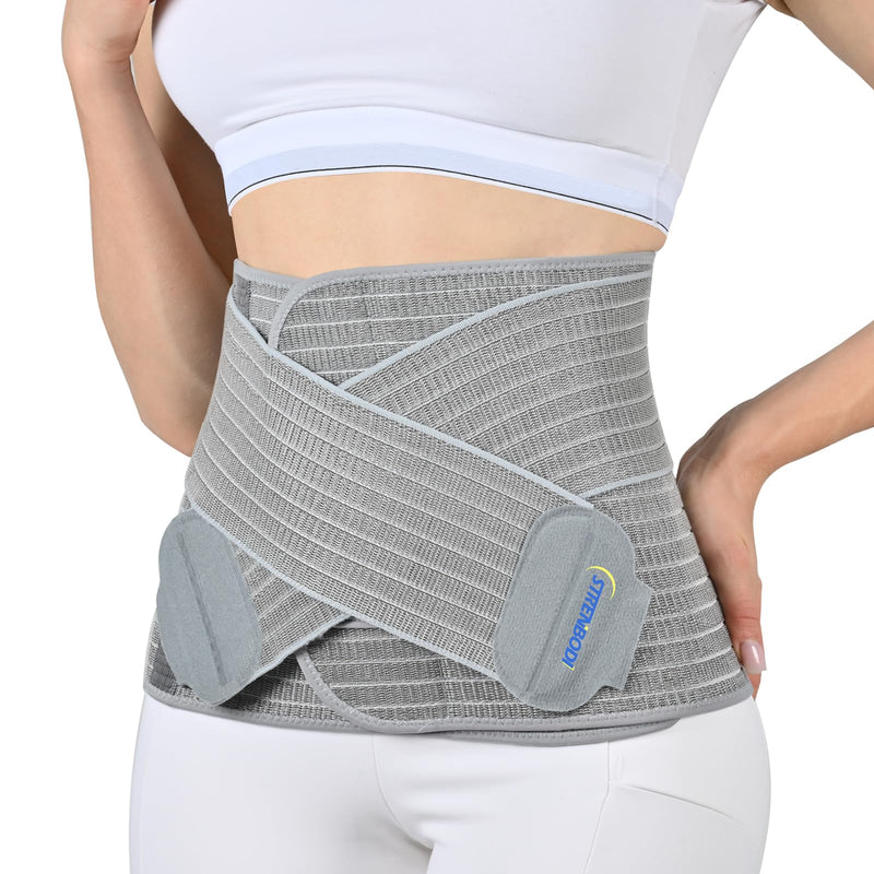 Abdominal Binder Post Surgery Postpartum Belly Band, C-section Belly Binder, Girdle for Postnatal, Adjustable Belly Wrap, Back Pain Relief (Polyester Made with Charcoal Fiber) Grey S/M
