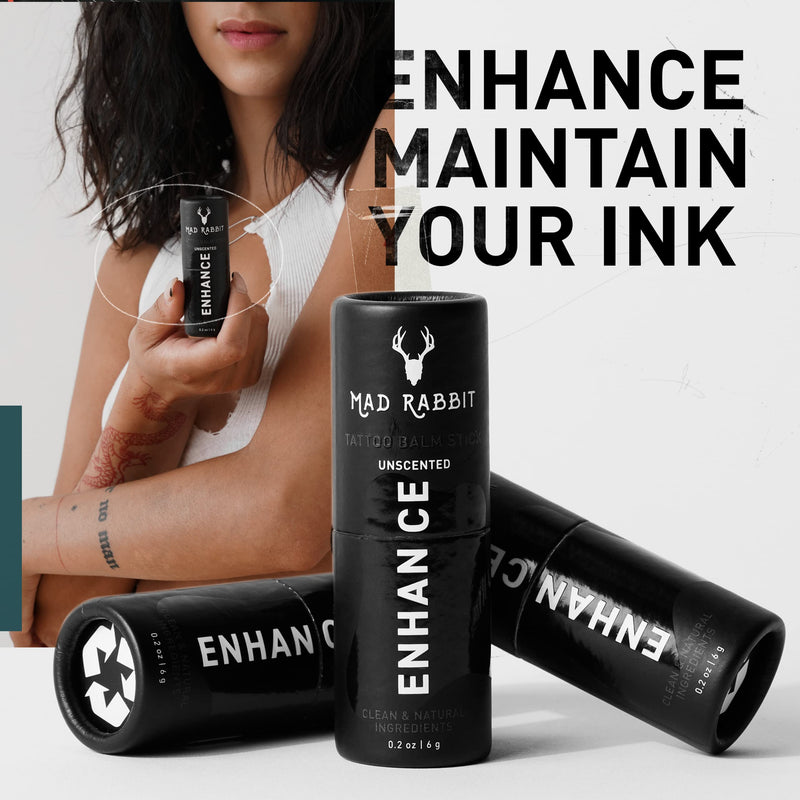 [Australia] - Mad Rabbit Enhance Tattoo Balm Stick-Tattoo Aftercare Brightener & Moisturizer, Organic & All Natural, Color Enhancement, Fragrance-Free (.2oz) 