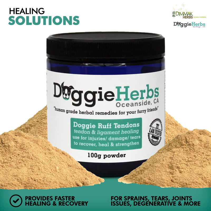 Dog Ligament and Tendon Healing - All Natural Human Grade Dog Tendon and Ligament Supplement – Powder Herbal Blend – 100g by Doggie Herbs - PawsPlanet Australia