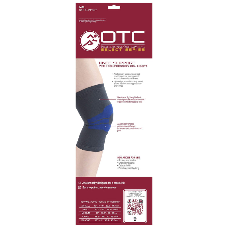 OTC Knee Brace, Compression Recovery, Gel Insert, X-Small