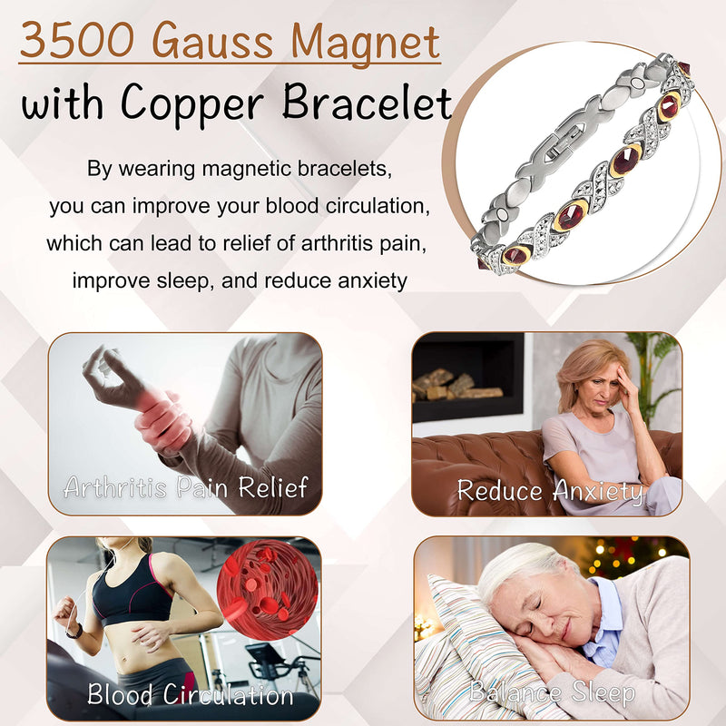 [Australia] - MagVIVACE Magnetic Stainless Steel Bracelet for Women, Amethyst Bracelet with Magnet 