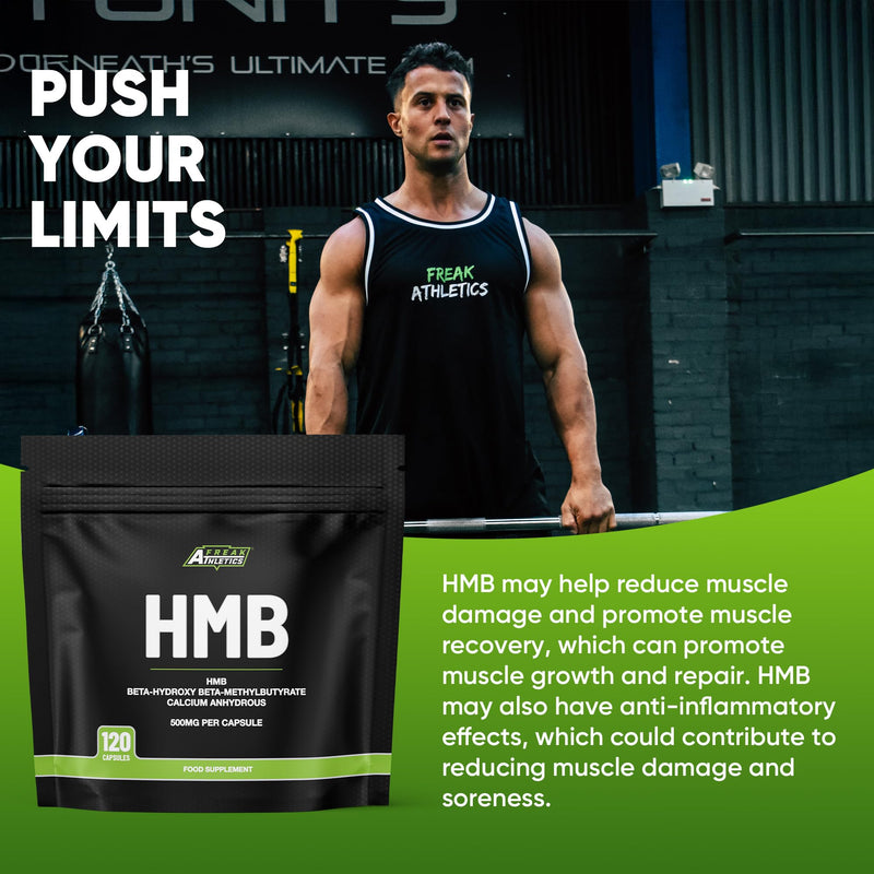 Freak Athletics HMB Supplement - 1000mg Serving HMB 500mg Capsules, Metabolite of Leucine for Muscle Growth & Repair - 120 Capsules 60 Servings