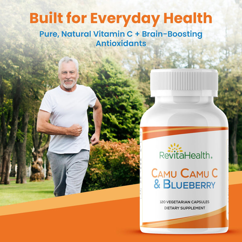 Camu Camu Vitamin C Supplements with Blueberry Extract - Whole Food VIT C & Bioflavonoids for Immune Support, Everyday Wellness & Skin Health - 120 Vegetarian Capsules
