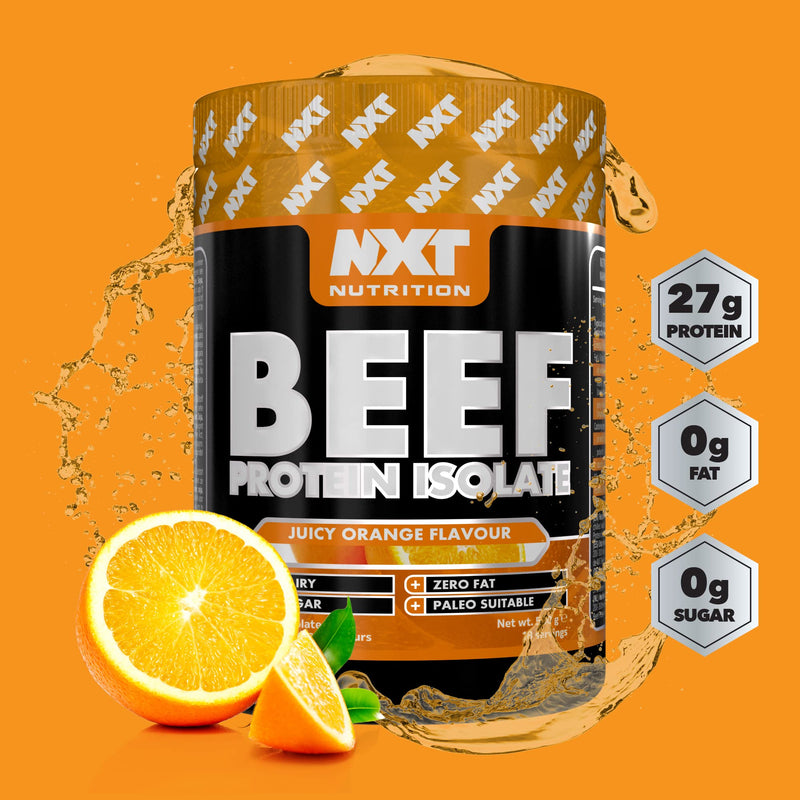 NXT Beef Protein Isolate 540g - High Protein Powder in Natural Amino Acids - Paleo, Keto Friendly - Dairy and Gluten Free | 540g (Orange)