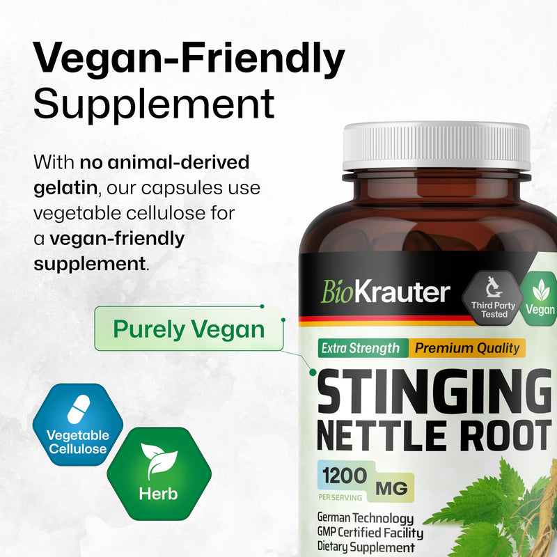 [Australia] - BIO KRAUTER Stinging Nettle Capsules 1200 mg - 250 Natural Urinary Tract & Overall Support Caps - Nettle Root Powder (Urtica Dioica) - Non GMO 250 Count (Pack of 1) 