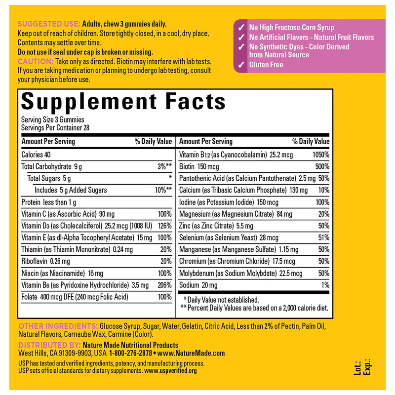 Nature Made Advanced Multivitamin Gummies 50 + for Her, Womens Multivitamins Gummies with Magnesium Citrate, Vitamin D3, Zinc, Calcium and All 8 B Vitamins, 28 Day Supply, 84 Count (Pack of 2) 84 Count (Pack of 2)