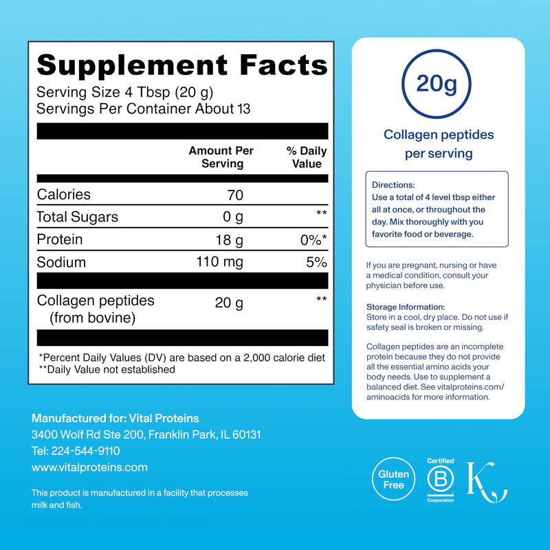 Vital Proteins Collagen Peptides Powder, Unflavored, 9.33oz | Grass-Fed Collagen Peptides, Supports Hair Skin & Nails, Bones & Joints, 13 Servings 13 Servings (Pack of 1)