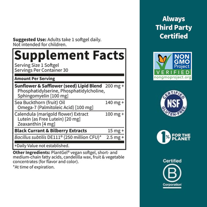 [Australia] - Garden of Life Herbals Eye Health Supplement with Sunflower & Safflower Oil, Lutein, Zeaxanthin & Black Currant for Dry Eyes & Healthy Vision Support ‚Äì Non-GMO, Gluten-Free, Berry Flavor, 30 Servings 