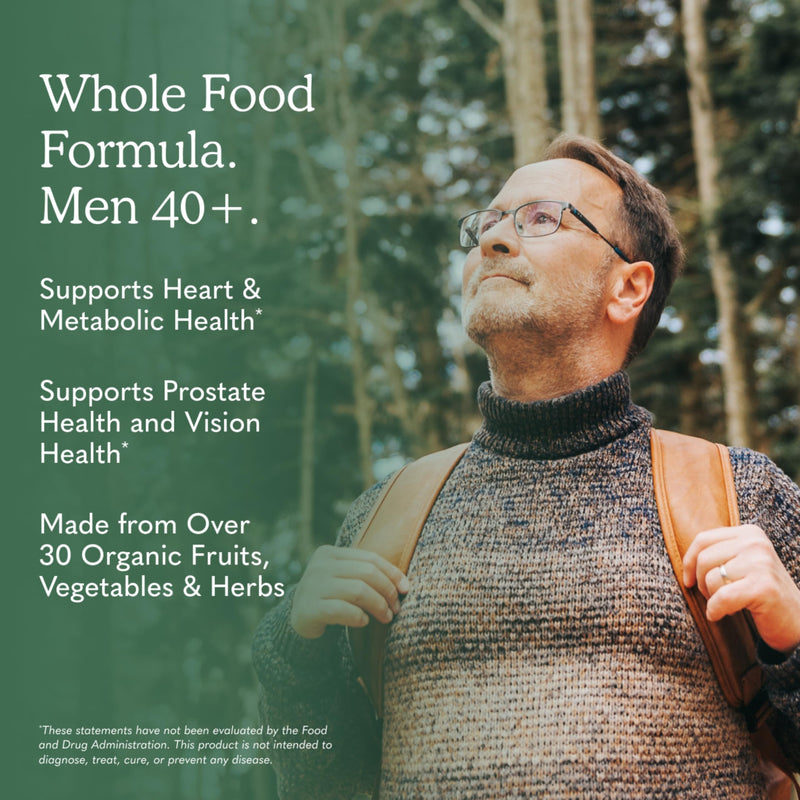 Garden of Life Organics Whole Food Multivitamin for Men 40+ 120 Tablets, Vegan Mens Multi for Health & Well-Being Certified Organic Whole Food Vitamins & Minerals for Men Over 40 Mens Vitamins | Prostate Support, B12 & Vitamins, Vegan, Daily Whole Food...