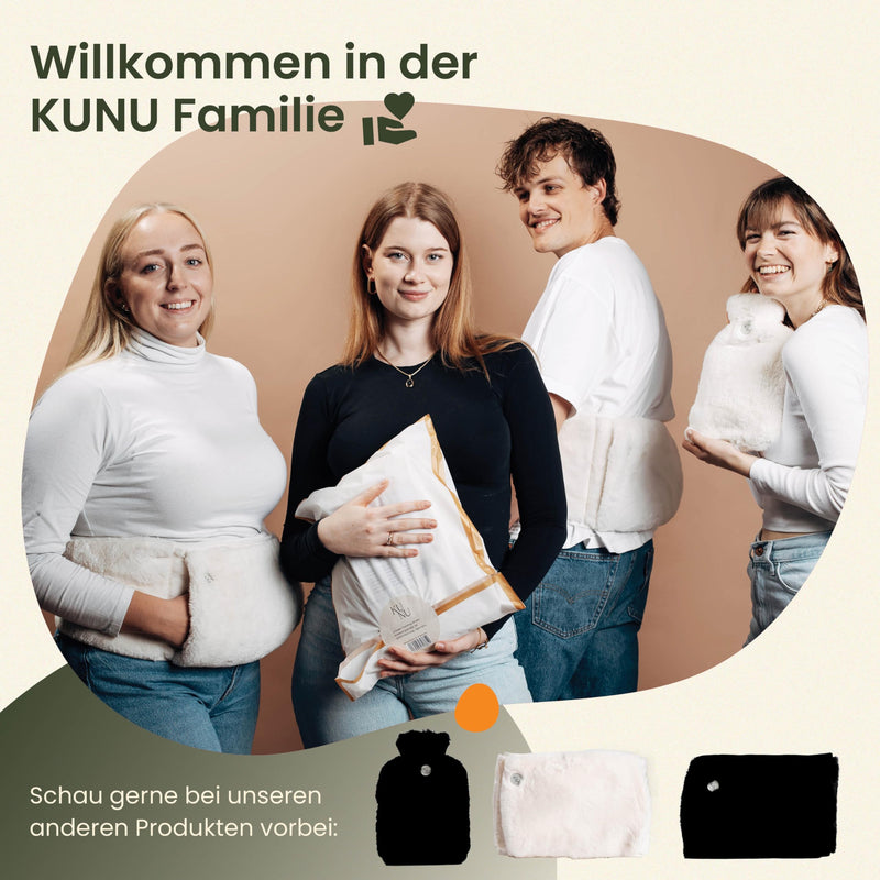 [Australia] - KUNU® the special hot water bottle - 1.8l - incl. gift packaging - with extra cover - irresistibly fluffy - perfect for adults and children - leak-proof and tested Fluffy Cream 