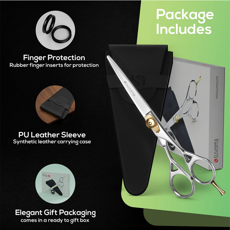 [Australia] - Suvorna 6" Hair Scissors Professional - Hair Shears for Women & Men - Extremely Sharp Hair Cutting Scissors to Cut Hair - Right Hand Barber Shears for Hair Cutting for Hairdressers and Professionals 6" Adjustable Golden Screw & Straight Rest 