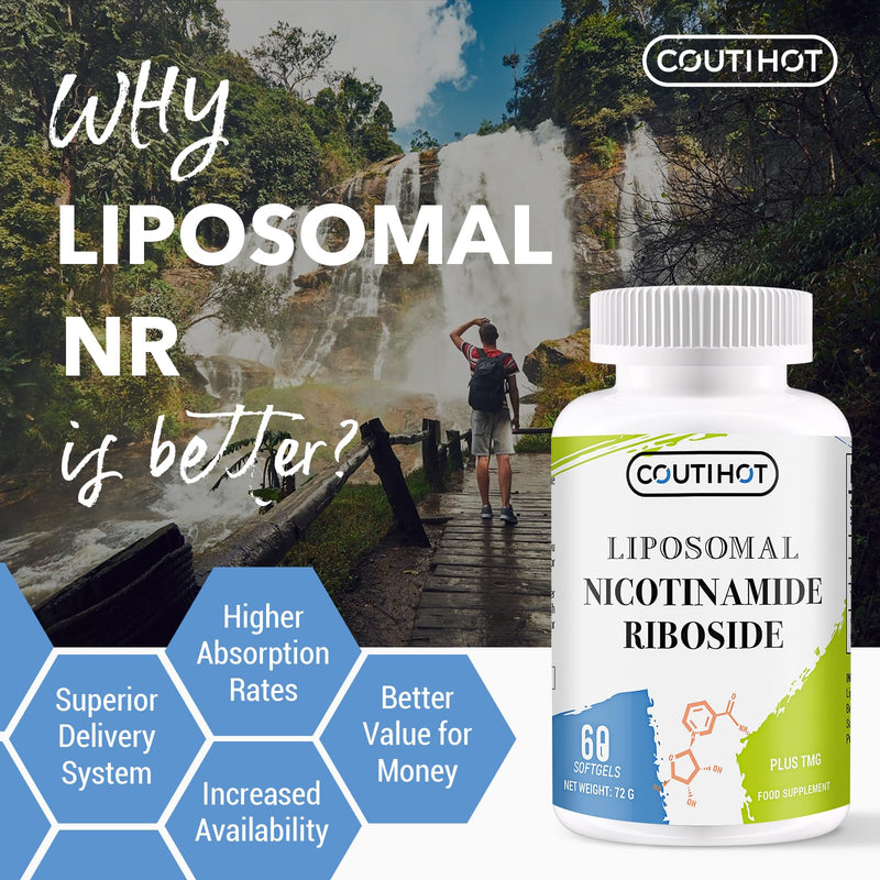 Liposomal Nicotinamide Riboside with TMG – High Strength NR Supplement, Maximum Absorption, NAD+ Precursor Formula, Non-GMO, Gluten-Free (60 Count (Pack of 1)) 60 count (Pack of 1)