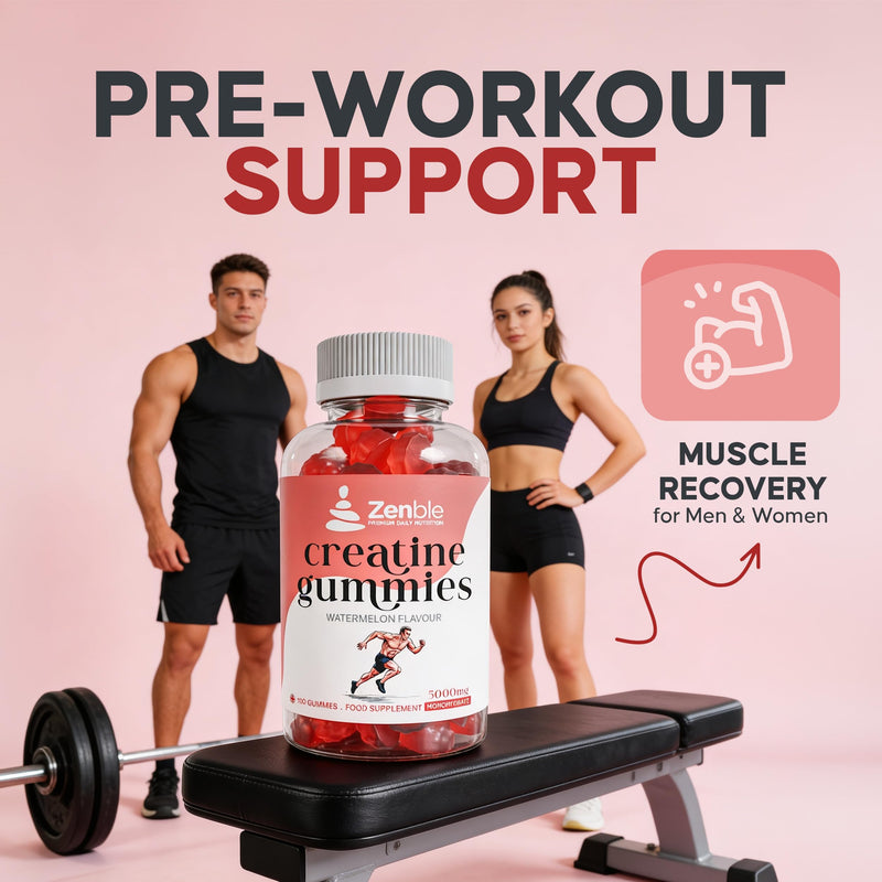 Creatine Gummies 5000mg | Creatine Monohydrate Gummies | 120 Sugar Free Vegan Creatine Gummies | Watermelon Flavour, 30 Day Supply, Pre Workout & Post Workout Gummies for Men & Women