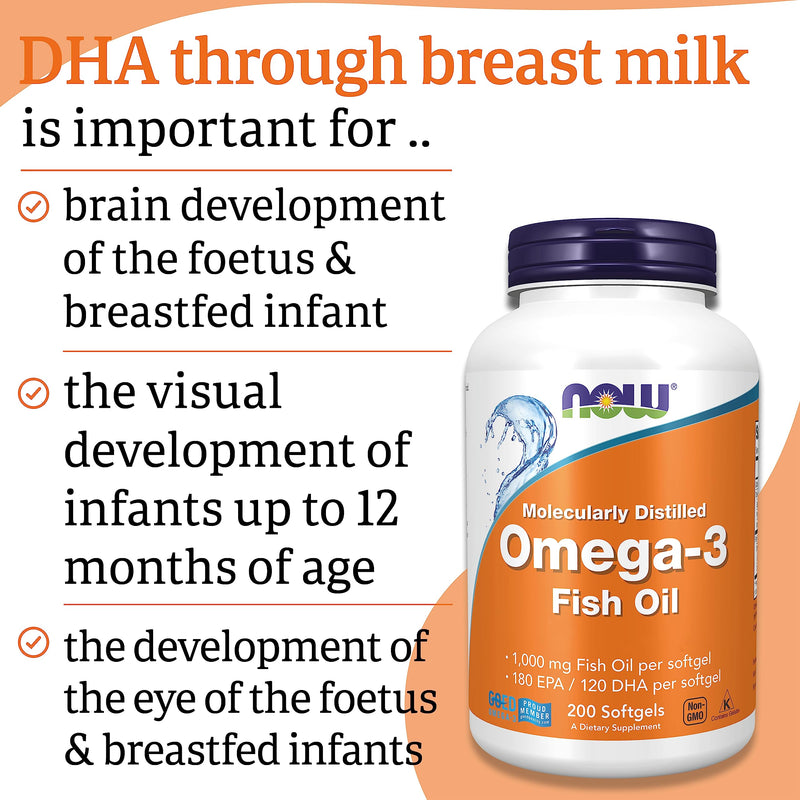 Now Foods, DHA-500, Double Strength, 180 Softgels, Lab-Tested, Fish Oil, EPA, Vitamin E, Gluten Free, Non GMO