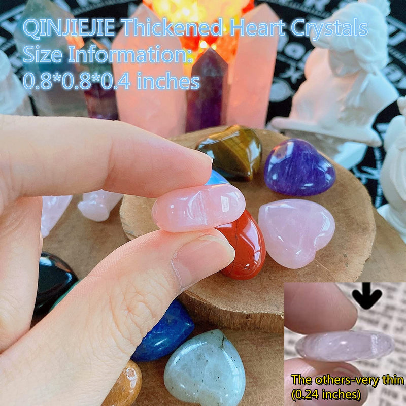[Australia] - 10 PCS 0.8 * 0.8 Inches Thicken Heart Crystals Amethyst Natural Healing Crystal Polished Hearts Carved Stones Rose Quartz Palm Gemstones Reiki Energy Balancing Worry Stone Meditation Love Gift A - Multicolor Crystals 10 PCS 