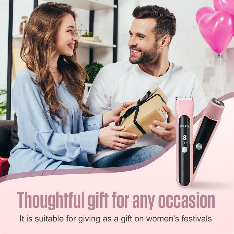 [Australia] - 2 in 1 Bikini Trimmer for Women Dual Head Electric Shaver,IPX7 Waterproof Wet & Dry, Painless Shaver for Body Face Private Area Pink Pink（new Version） 