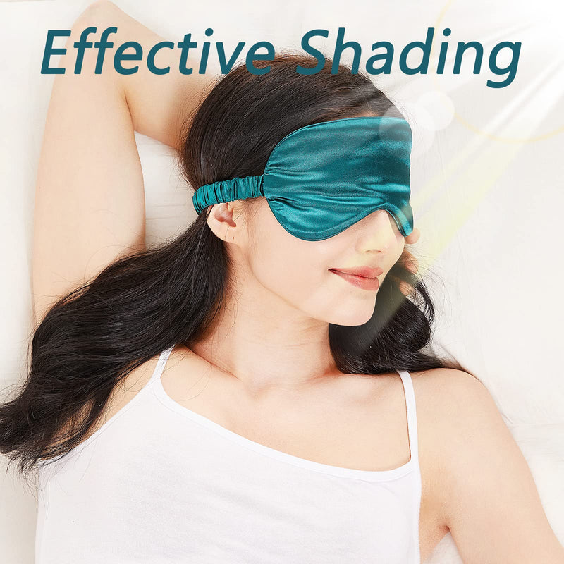 [Australia] - Sleep Mask 4 Pack Silk Eye Cover Soft Satin Blindfold Elastic Strap Night Eyeshade Travel Nap for Women Men Black, Silver, Pink and Dark Green 
