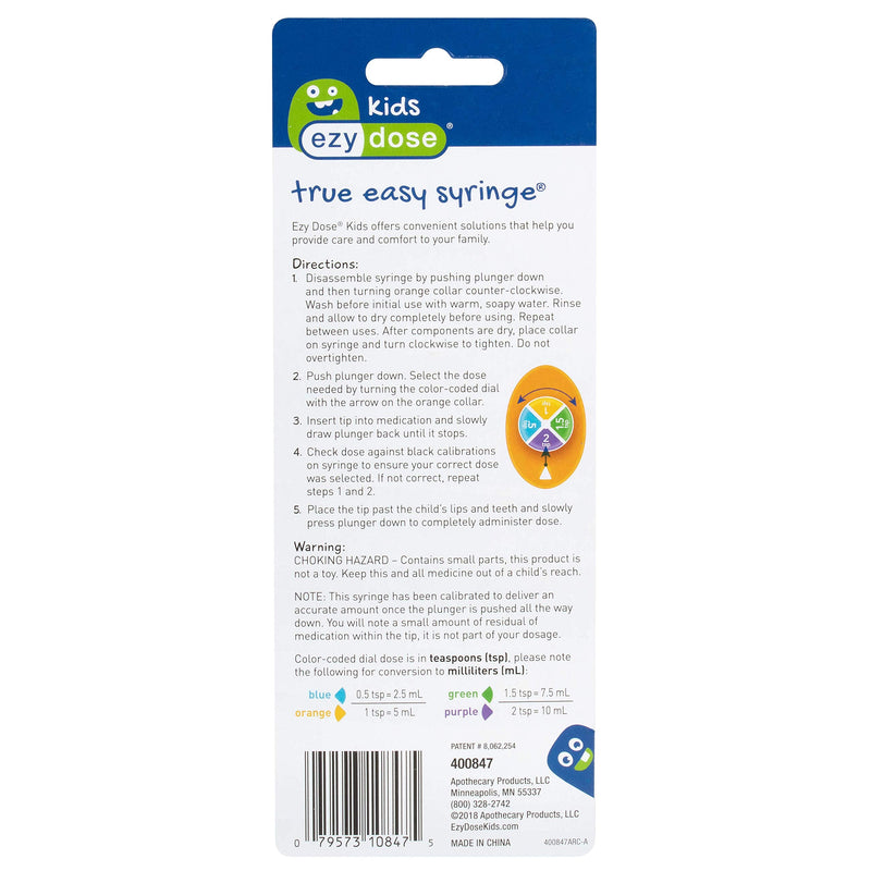 [Australia] - EZY DOSE Kids Baby Oral Syringe & Dispenser, True Easy Design for Liquid Medicine, Easy to Control, 10 mL/2 TSP Color Coded, BPA Free, Pack of 3 10 mL/2 TSP (3-Pack) 