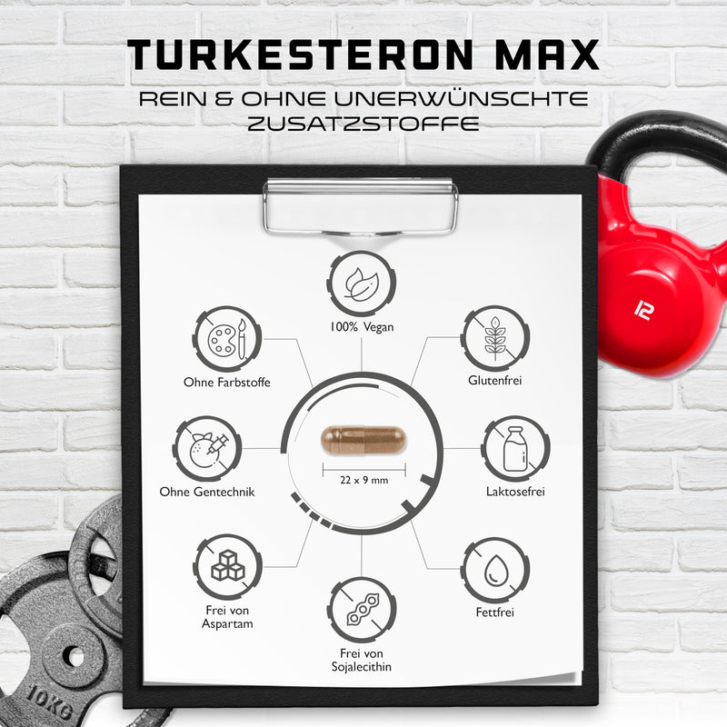 [Australia] - Turkesterone Max - 90 capsules - Extra high dose with 1510 mg per daily serving - With bioenhancer - Without unwanted additives - Vegan 