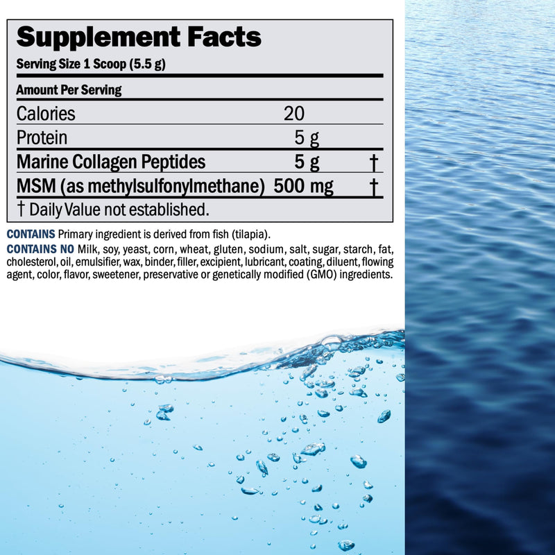 Andrew Lessman ProCaps Marine Collagen with MSM Powder 60 Servings | Marine Collagen with MSM supports healthy skin, joints, bones, hair and nails in a pure, unflavored, super-soluble powder.