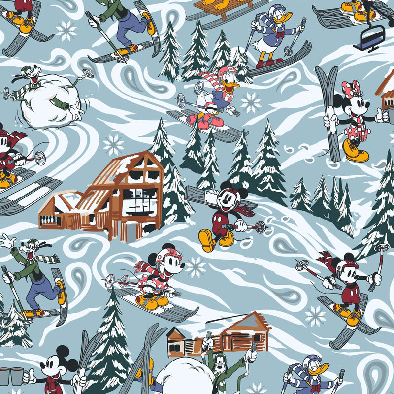 Vera Bradley Women's Disney Premium Cotton Large Pouch, Ski Weekend Mickey and Friends, One Size