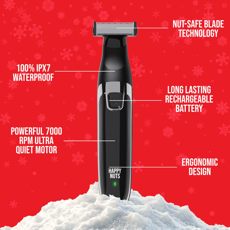 [Australia] - HAPPY NUTS The Ballber™ Electric Body Hair Trimmer for Men - Mens Body Groomer Kit for Privates - IPX7 Waterproof Shaver for Hard to Reach Areas 